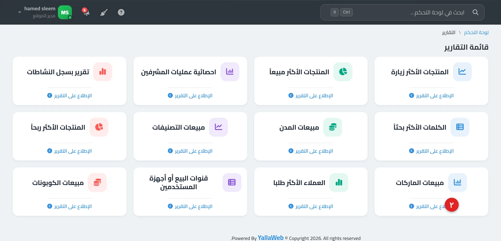 جدول تقرير مبيعات الماركات بأعمدة الماركة وعدد المنتجات المباعة وإجمالي المبيعات
