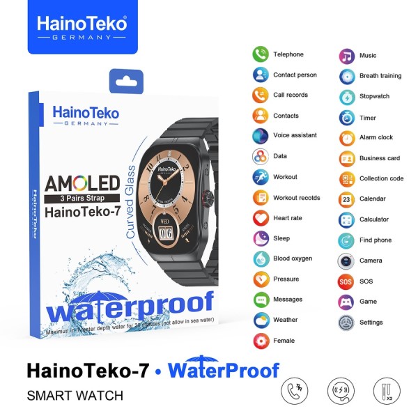 ساعة Haino Teko 7 الذكية شاشة منحنية AMOLED – صحة واتصال – تصميم مميز