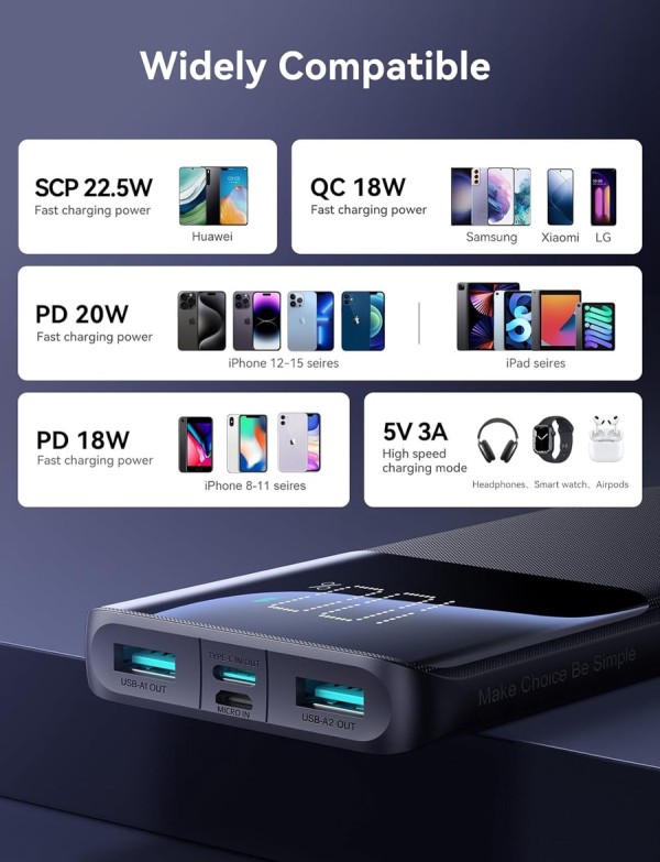 باور بانك Joyroom JR‑QP191 (موديل JR‑QP191 – 10000mAh – أسود):