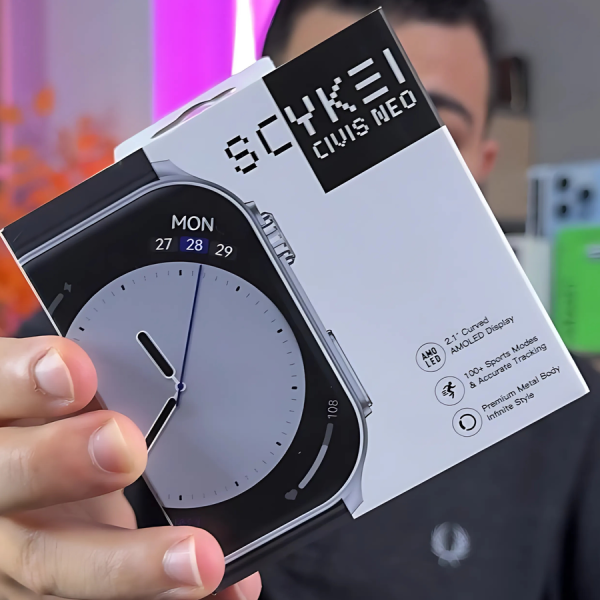 Scykei Civis neo  – ساعة ذكية بشاشة AMOLED منحنية 2.1″ تدعم المكالمات مقاومه للماء  باللون الفضي