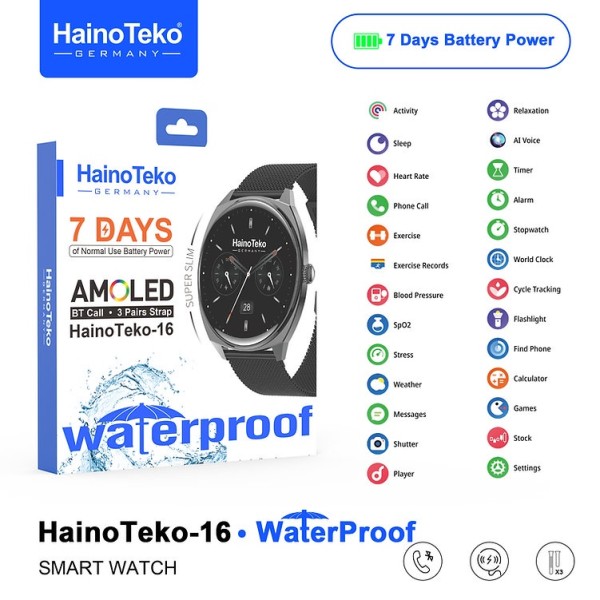 ساعة Haino Teko 16 الذكية – تصميم خفيف , شاشة AMOLED ، وصوت فائق الوضوح