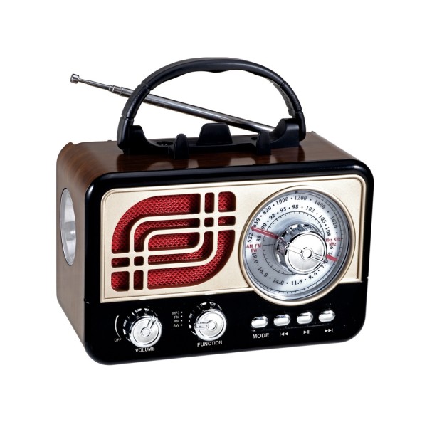 راديو و سماعة بلوتوث R-137BT بتصميم خشبي أنيق وصوت نقي