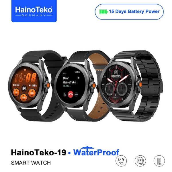 ساعة Haino Teko 19 الذكية – شاشة AMOLED، مكالمات بلوتوث، مقاومة للماء IP68، بطارية قوة تدوم حتى 7 يوم