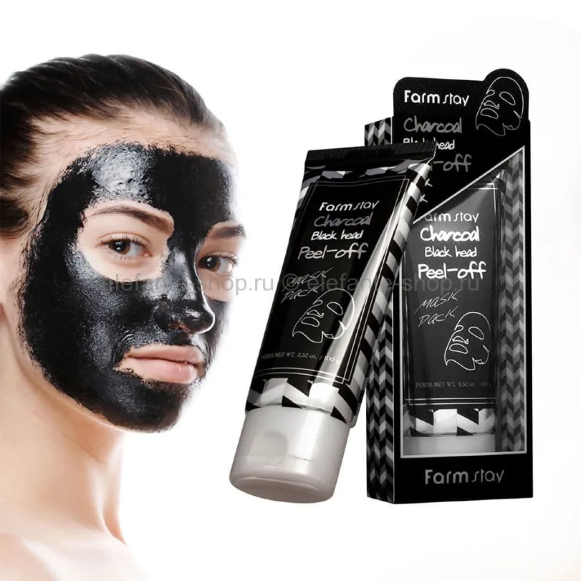 فارم ستاي ماسك ازالة الرؤوس السوداء بالفحم - Farm Stay Charcoal Black Head Peel Off Mask Pack 100G