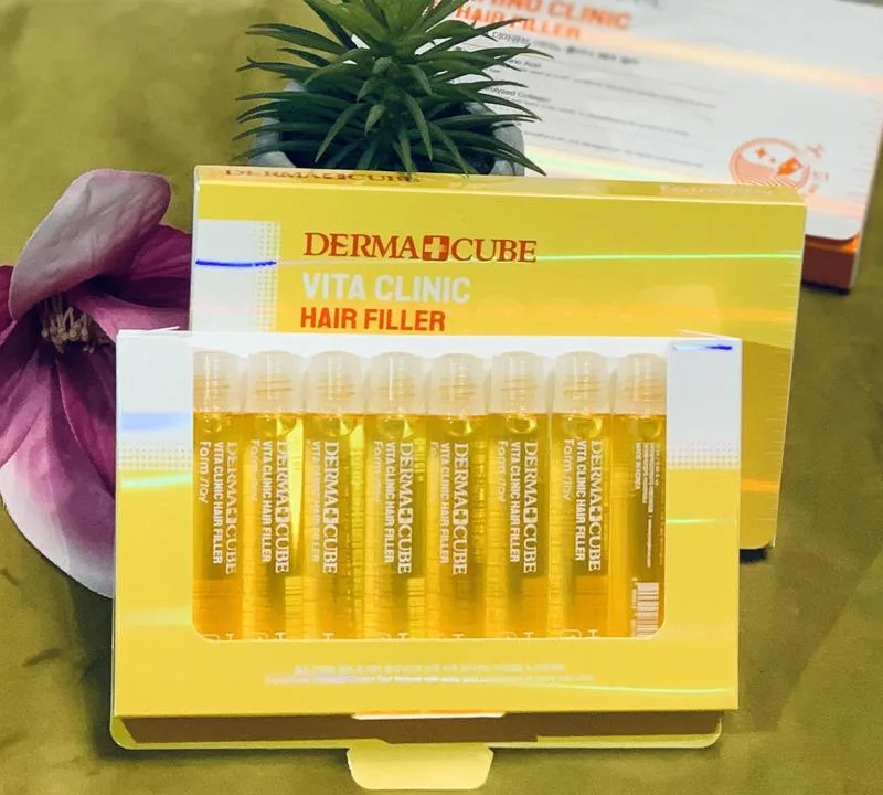 فارم ستاي امبولات فيلر الشعر  بالفيتامينات  - ديرما كيوب فيتا كلينك 13 مللي |  Farm Stay Derma Cube Vita Clinic Hair Filler - 1Pack (13Ml X 10Pcs)