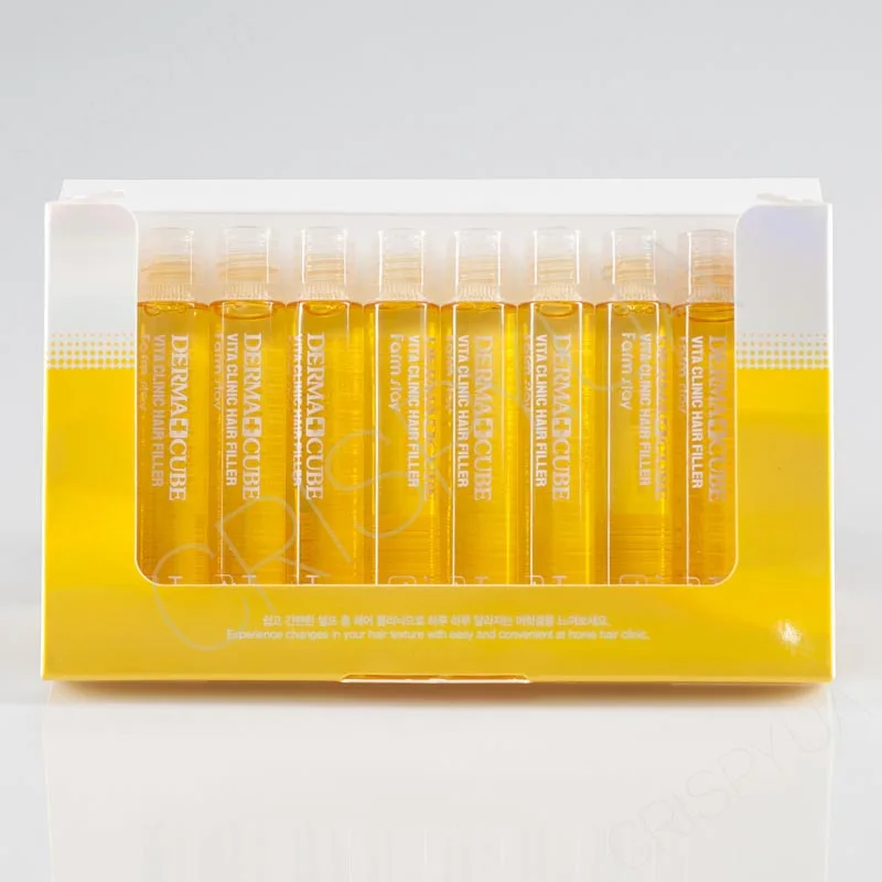 فارم ستاي امبولات فيلر الشعر  بالفيتامينات  - ديرما كيوب فيتا كلينك 13 مللي |  Farm Stay Derma Cube Vita Clinic Hair Filler - 1Pack (13Ml X 10Pcs)
