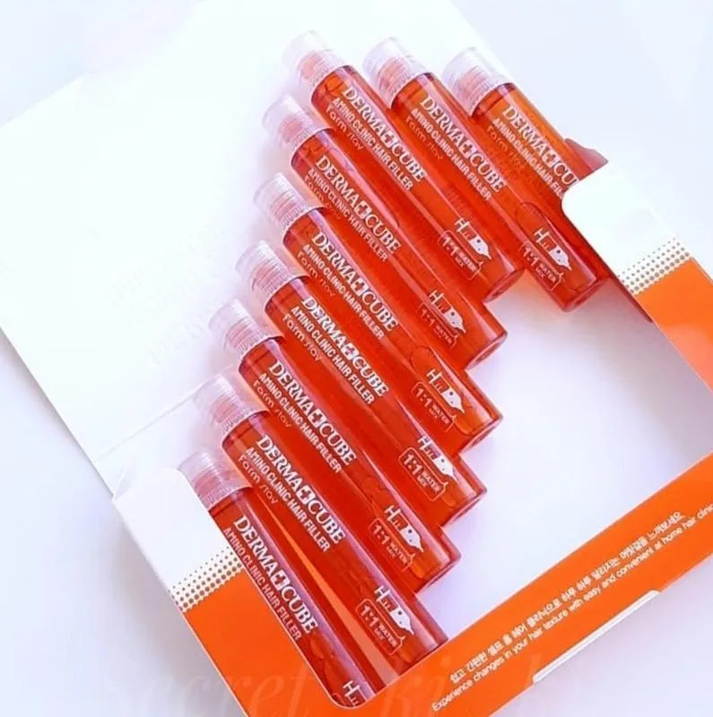 فارم ستاي امبولات فيلر الشعر ديرما كيوب  بالاحماض  الامينيه 13 مللي | Farm Stay Derma Cube Amino Clinic Hair Filler 1Pack (13Ml X 10Pcs)
