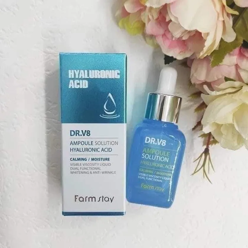 فارم ستاي DR.V8 سوليوشن أمبول محلول حمض الهيالورونيك - 30 مل  | Farm Stay – Dr-V8 Ampoule Solution – Hyaluronic Acid – 30ml
