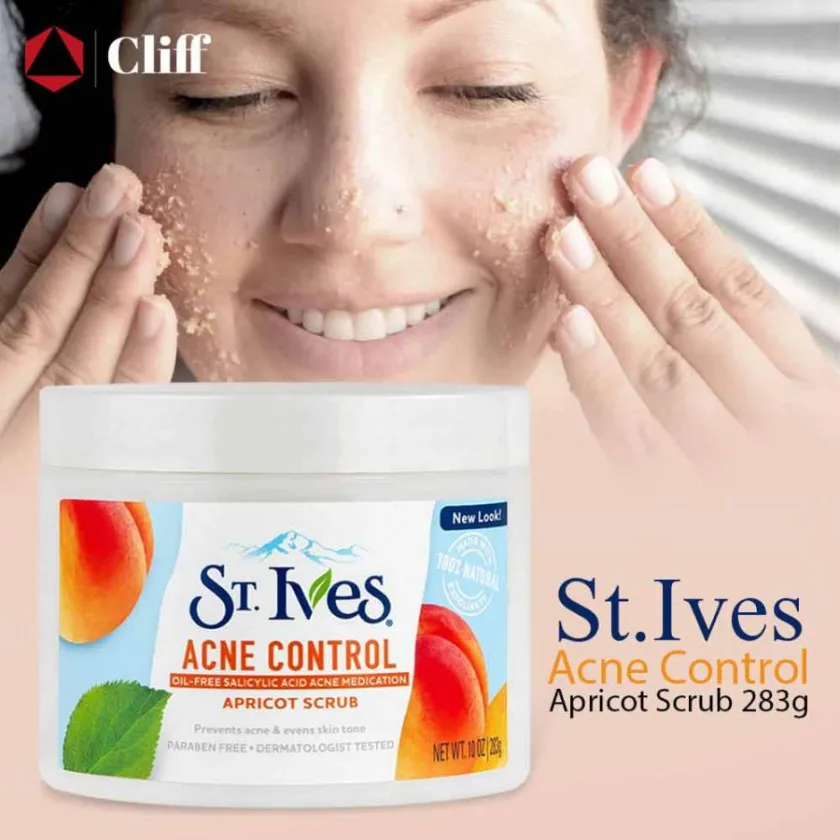 سانت ايفز  اكني كنترول سكراب للوجه بالمشمش 283 جرام - St .Ives Acne Control Apricot Face Scrub - 283 gm