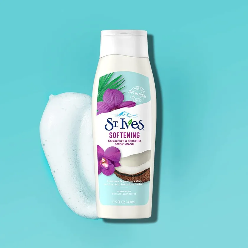 سانت ايفز غسول جسم منعم بجوز الهند والأوركيد 400 مل  - St. Ives Soft And silky Coconut And Orchid Body Wash - 400 ml
