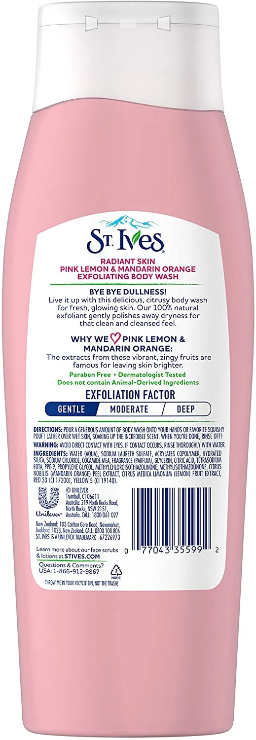 سانت ايفز غسول جسم بالليمون الزهرى والماندرين لنضارة الجسم ا ST. Ives Radiant Skin Pink Lemon & Mandarin Orange Body wash