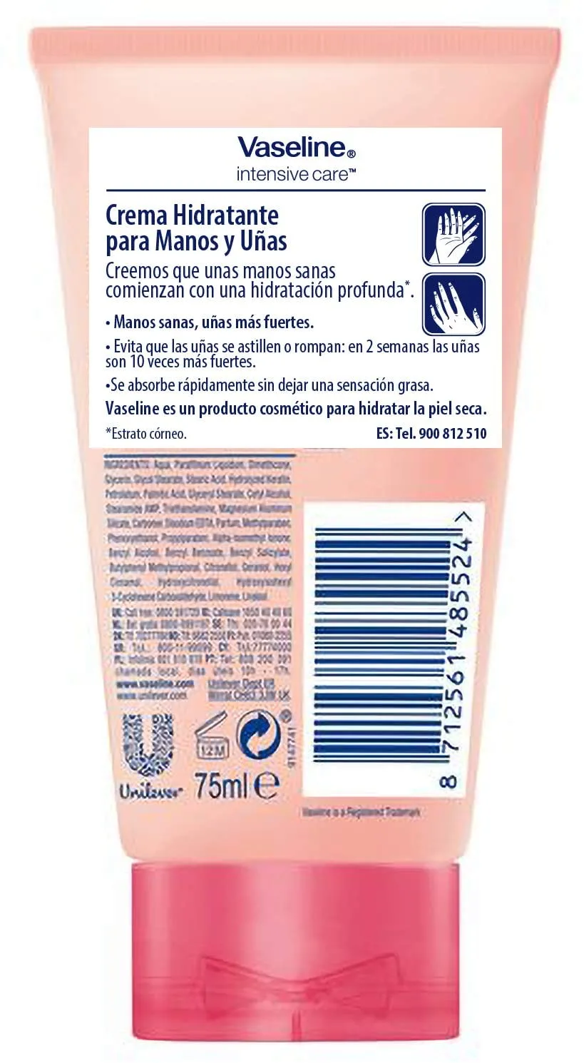 فازلين كريم لليدين الصحية والأظافر القوية بالكيراتين 75مل | Vaseline Healthy Hands And Stronger Nails Cream with Keratin 75 ml