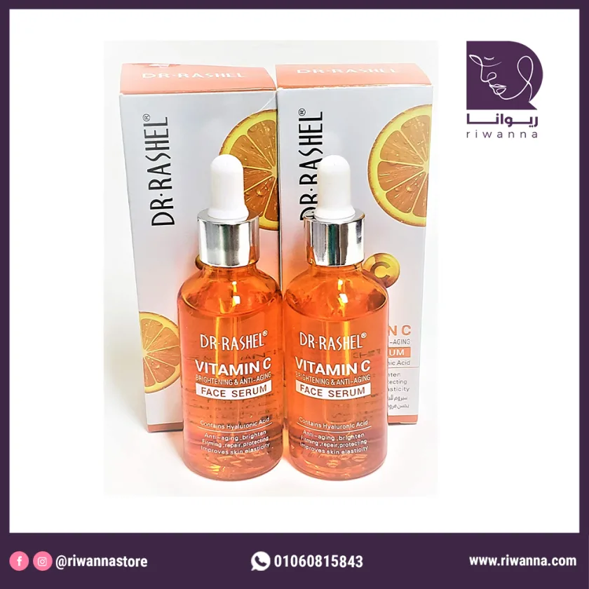 دكتور راشيل فيتامين سي سيروم مرطب للوجه عناية 24 ساعة |  DR.RASHEL Vitamin C Face Serum - Hyaluronic Acid, Brightening, Anti Wrinkle and Anti Aging, Dark Circle