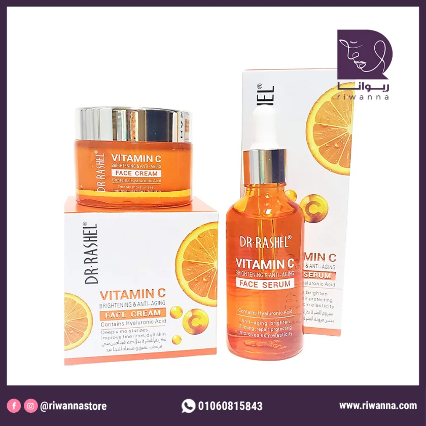 دكتور راشيل فيتامين سي سيروم مرطب للوجه عناية 24 ساعة |  DR.RASHEL Vitamin C Face Serum - Hyaluronic Acid, Brightening, Anti Wrinkle and Anti Aging, Dark Circle