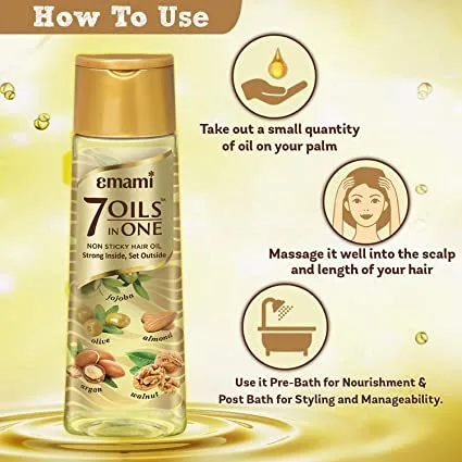 زيت امامي الهندي للعناية بالشعر 300 ملل ايمامي 7 زيوت في 1 للتحكم في تلف الشعر  |  Emami 7 oils in one damage control hair 300ml