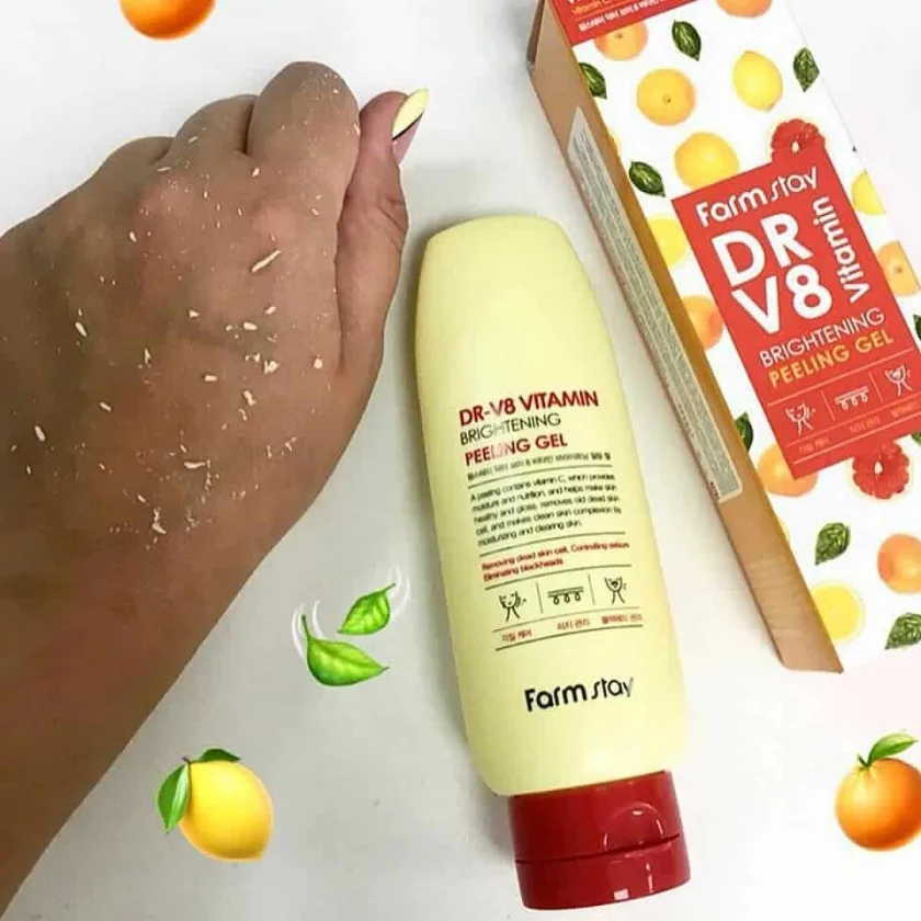 فارم ستاي جل تقشير فيتامين DR-V8 لتفتيح البشرة - 150 مل  |  Farm Stay Brightening DR-V8 Vitamin Peeling Gel 150 ML