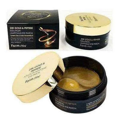 فارم ستاي لاصقة عين أمبولة من الذهب عيار 24 قيراط ومحلول ببتيد 90 جم  |   Farm Stay 24K Gold & Peptide Solution Ampoule Eye Patch 90g