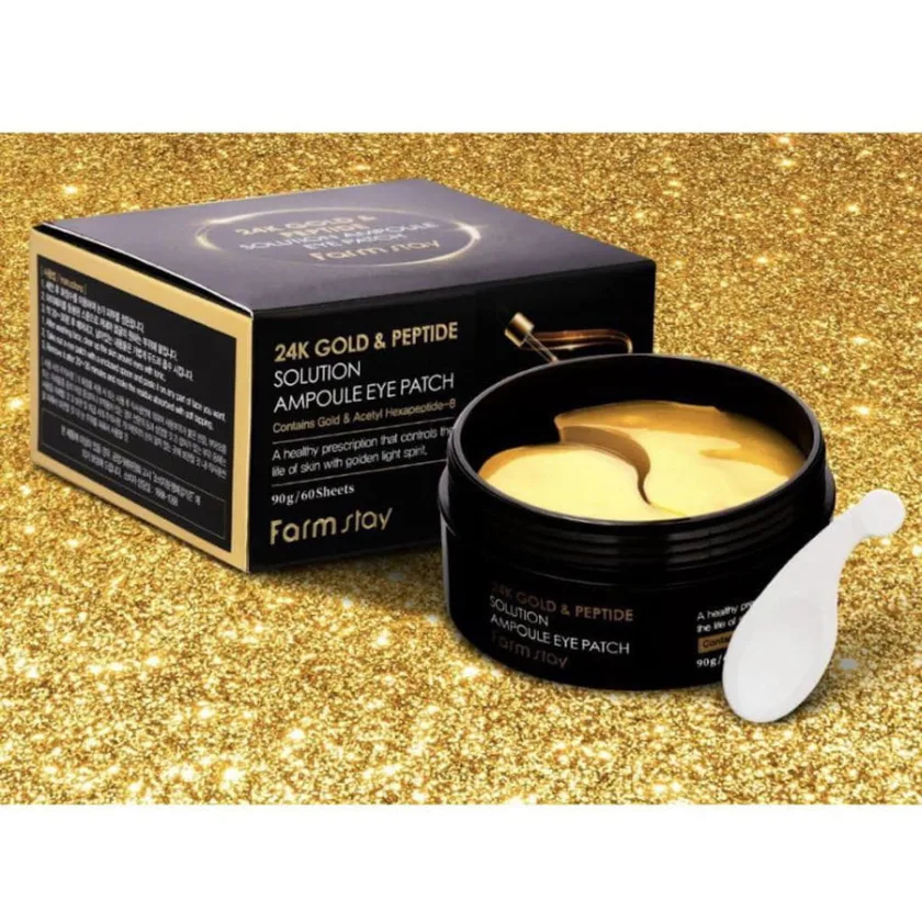 فارم ستاي لاصقة عين أمبولة من الذهب عيار 24 قيراط ومحلول ببتيد 90 جم  |   Farm Stay 24K Gold & Peptide Solution Ampoule Eye Patch 90g