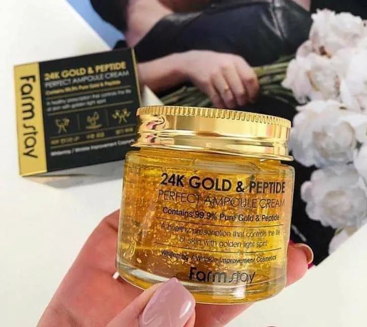 فارم ستاي كريم أمبول عيار 24 قيراط من الذهب والببتيد 80 مل   |  Farm Stay 24k gold peptide perfect ampoule cream - 80ML