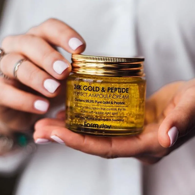 فارم ستاي كريم أمبول عيار 24 قيراط من الذهب والببتيد 80 مل   |  Farm Stay 24k gold peptide perfect ampoule cream - 80ML