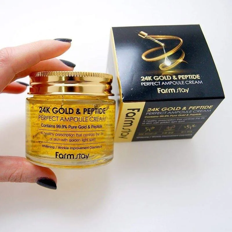 فارم ستاي كريم أمبول عيار 24 قيراط من الذهب والببتيد 80 مل   |  Farm Stay 24k gold peptide perfect ampoule cream - 80ML