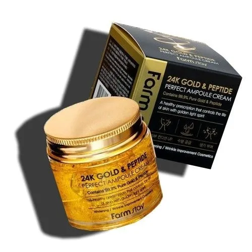 فارم ستاي كريم أمبول عيار 24 قيراط من الذهب والببتيد 80 مل   |  Farm Stay 24k gold peptide perfect ampoule cream - 80ML