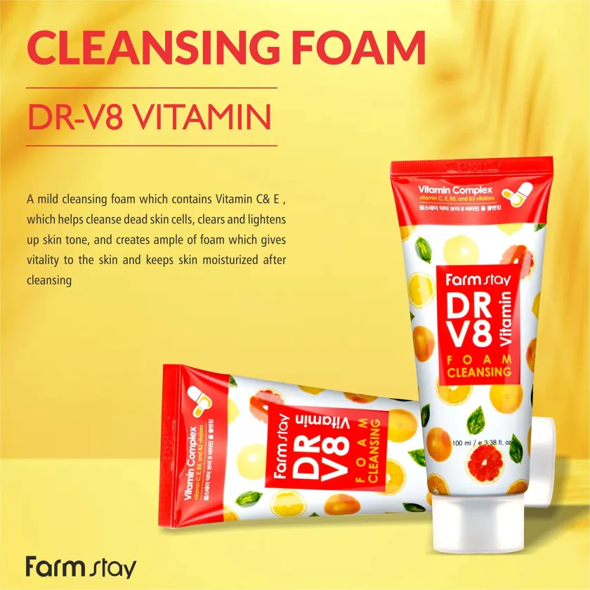 فارم ستاي غسول بالفيتامينات 100ملل  |  Farm Stay Dr-V8 Vitamin Cleansing Foam - 100 ml