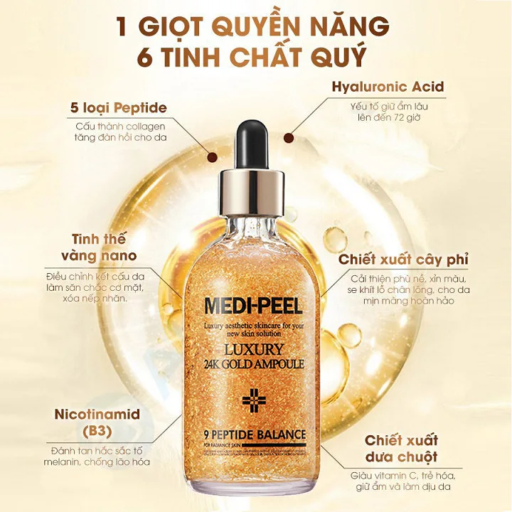ميد بيل أمبولة ذهب عيار 24 فاخر 100 ملل  |  Medi Peel Luxury 24k Gold Ampoule 100ml
