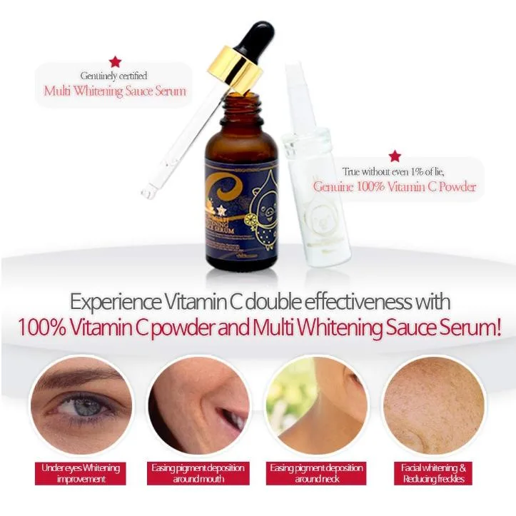 إليزافيكا مصل ميلكي بيجي 30 ملل+مسحوق فيتامين سي 12 جم  |  Elizavecca Milky Piggy Multi Whitening Sauce Serum 30ml + Vitamin C 100% Powder 12g