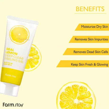 فارم ستاي جل تقشير باليمون 100ملل  |   Farm Stay Real Lemon Deep Clear Peeling Gel 100ml