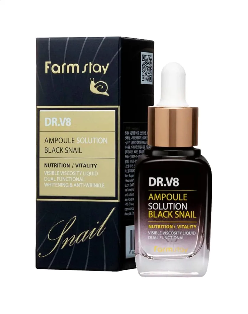 فارم ستاى سيروم الحلزون الأسود 30 ملل  |  Farm Stay Dr.V8 Black Snail Ampoule Solution 30 ml