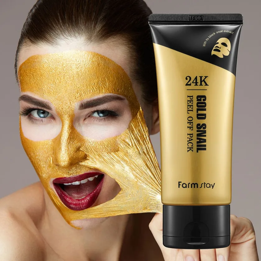 فارم ستاي  مقشر  للوجه بالحلزون الذهبي عيار 24  100جم  |  Farmstay 24K Gold Snail Peel Off Pack 100g