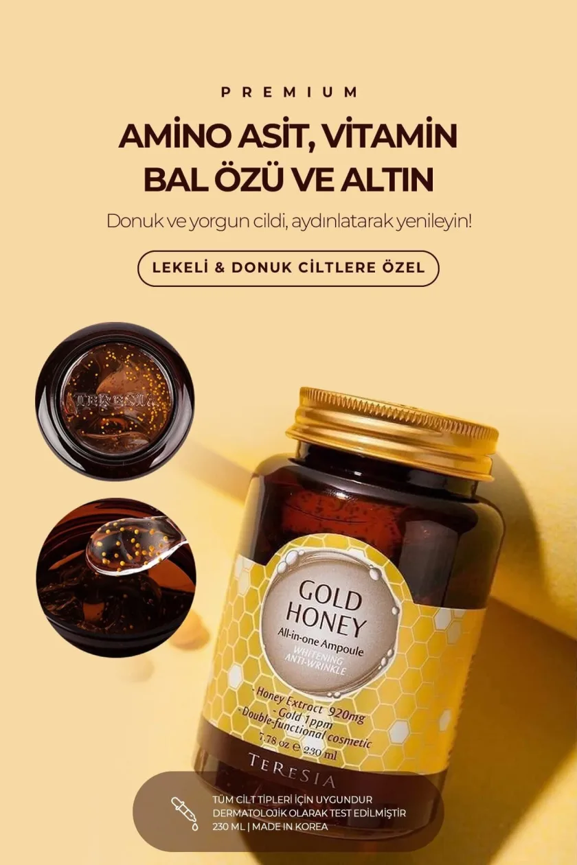 تريزيا محلول جولد هوني الكل في واحد للتبييض ومضاد للتجاعيد - 230 ملل  |  Teresia Gold Honey All-In-One Whitening Anti-Wrinkle Ampoule Solution - 230 ml