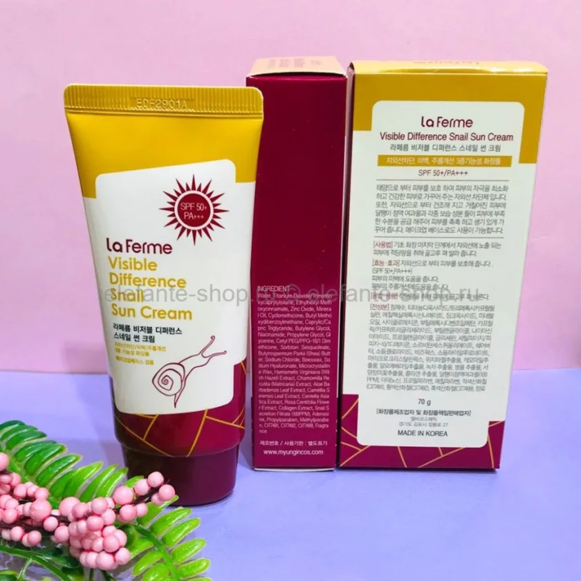 فارم ستاي كريم الوقاية من اشعة الشمس بالحلزون 70 جم (صن بلوك)  |   Farm stay  La Ferme Visible Difference Snail Sun Cream 70g