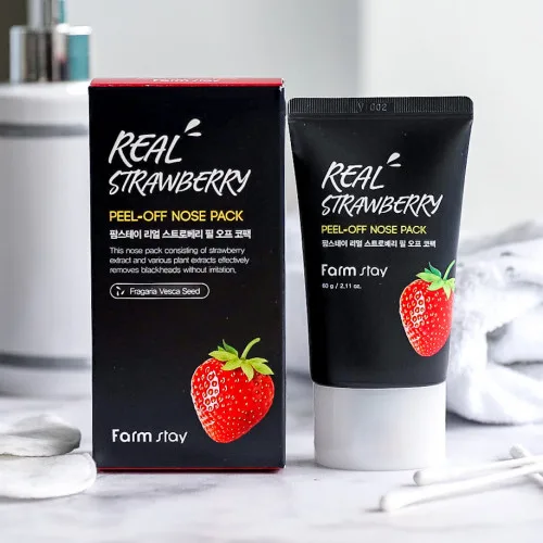 فارم ستاي عبوة تقشير الأنف بالفراولة  60 جم  |  Farm stay Real Strawberry Peel-Off Nose Pack-60g