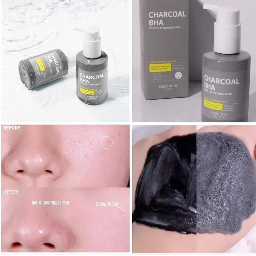 سام باي مي ماسك الفحم الفقاعي لتنظيف المسام 120 جم | SOME BY MI Charcoal BHA Pore Clay Bubble Mask Black 120g