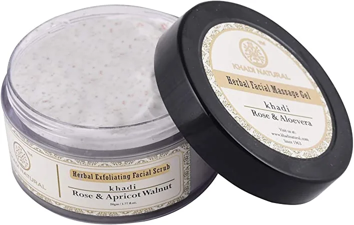 خادى مقشر الوجه الطبيعي الأيورفيديك برائحة الورد والمشمش  | Khadi Natural Rose & Apricot Walnut Facial Scrub