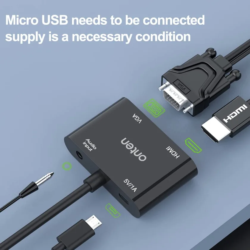 كونفرتة VGA to HDMI + VGA Adapter With Audio