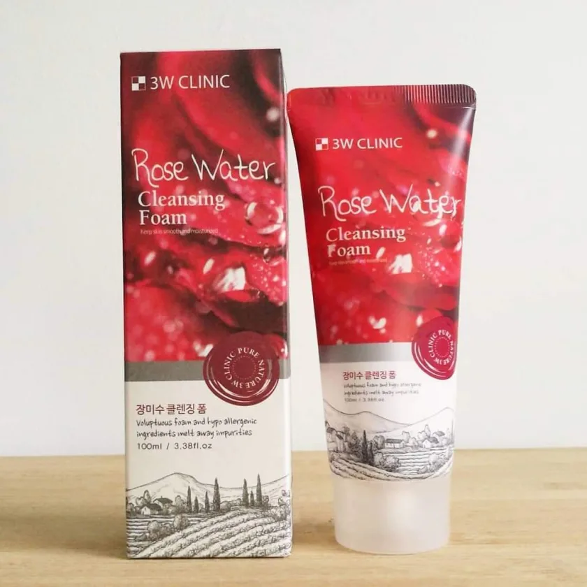 3 دبليو كلينيك غسول ماء الورد الكوري | 3W Clinic Rose Water Cleansing Foam