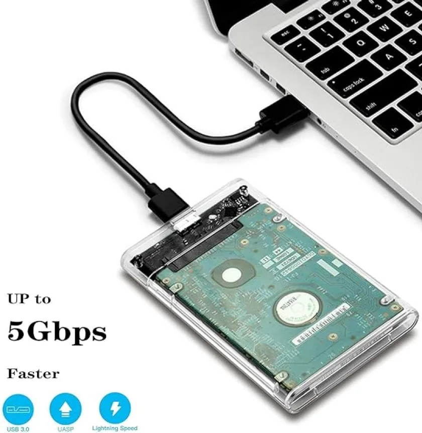 علبة هارد خارجي 2.5 بوصة ساتا الى USB 3.0 من شولي، علبة هارد شفافة محمولة