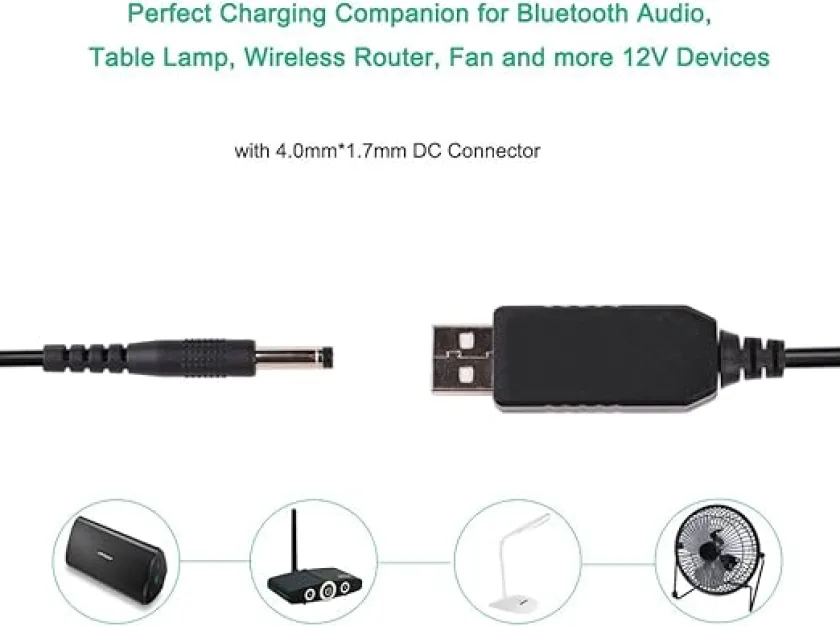 كابل طاقة موجه بمنفذ USB بتيار مستمر 5 فولت إلى 12 فولت