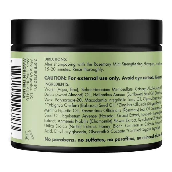 قناع تقوية الشعر بإكليل الجبل والنعناع من ميلي اورجانيكس - 340 جم | Mielle Organics Rosemary Mint Strengthening Hair Masque - 340 g