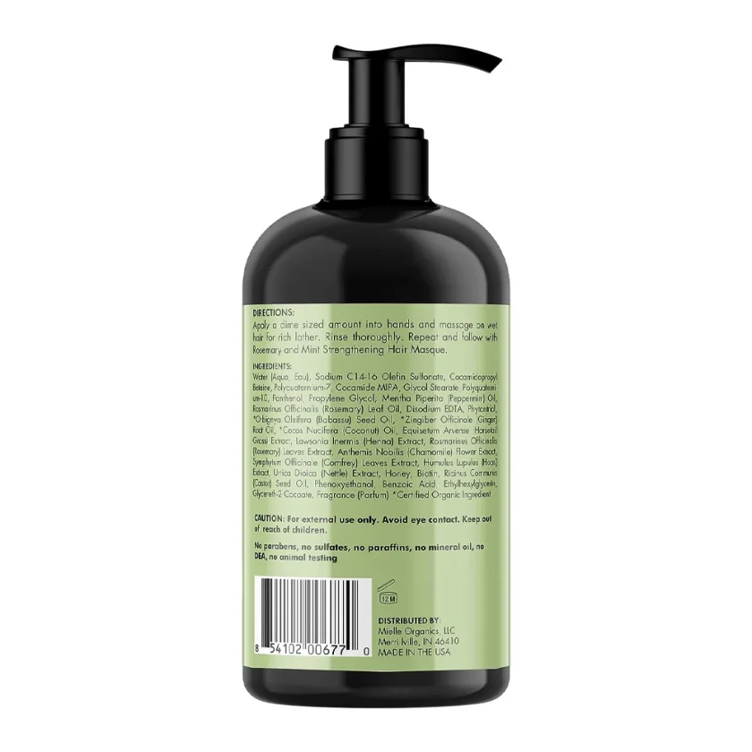 شامبو مقوي للشعر بإكليل الجبل والنعناع من ميلي اورجانيكس - 355مل | Mielle Organics  Rosemary Mint Strengthening Shampoo 355ml