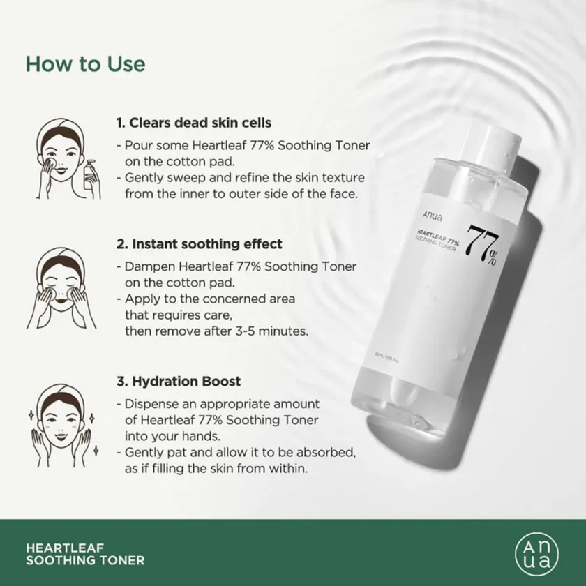انوا تونر مهدئ للوجه هارتليف 77%  - 250مل | Anua Heartleaf 77% Soothing Toner - 250ml