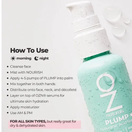 اوز ناتشورال سيروم حمض الهاليورنك للوجه  - 30مل  |  OZNaturals Hyaluronic Acid Facial Serum - 30ml