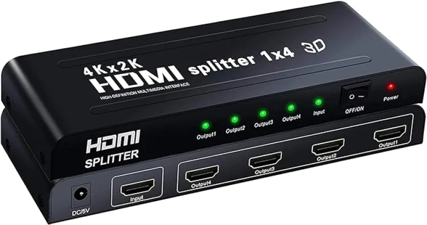 1x4 HDMI Splitter 4K HDMI Splitter 1 in 4 Out Supports HDCP UHD 4K Hdmi