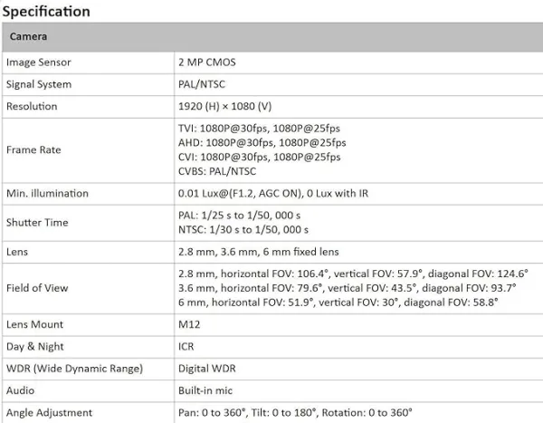 HIKVISION 2MP camera
