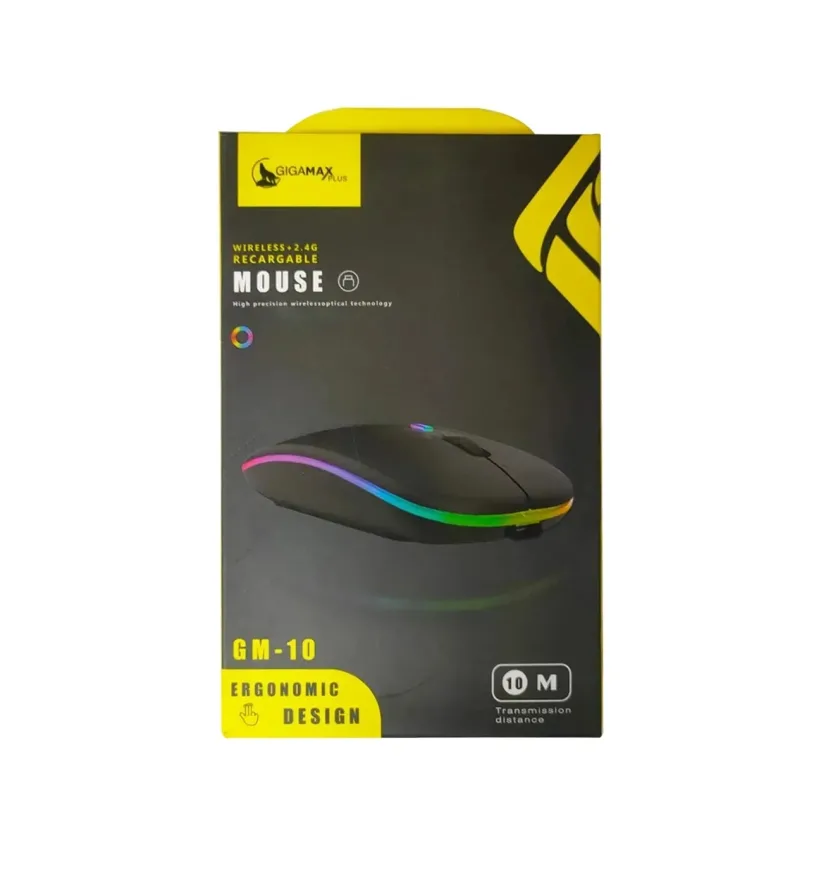 Wireless Mouse Gigamax 2.4GHz, RGB Lights, Black, GM-10