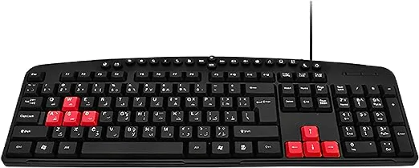 Smile KB920 Multimedia Wired USB Arabic and English Keyboard (1.2m, Black Red)