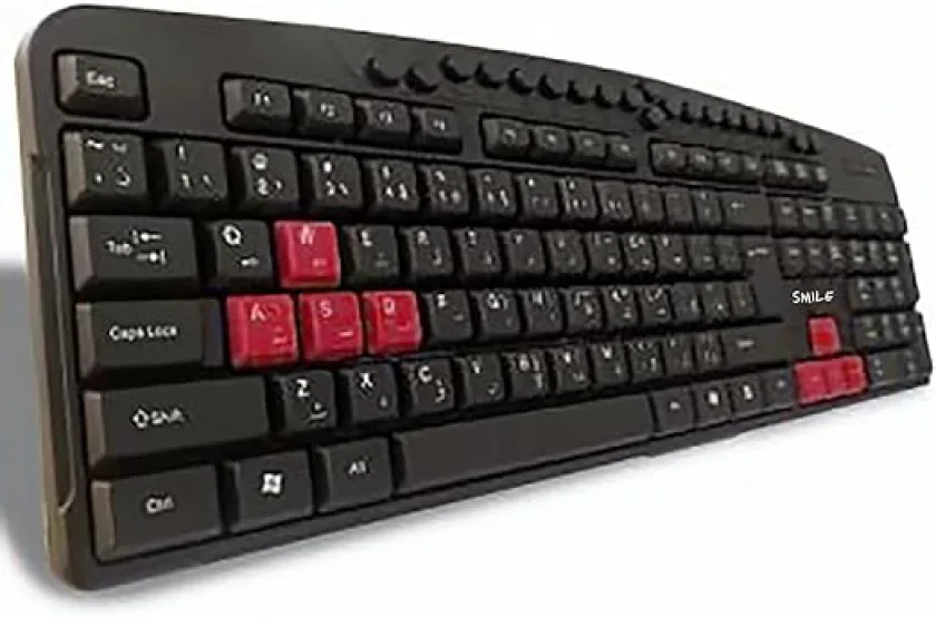 Smile KB920 Multimedia Wired USB Arabic and English Keyboard (1.2m, Black Red)